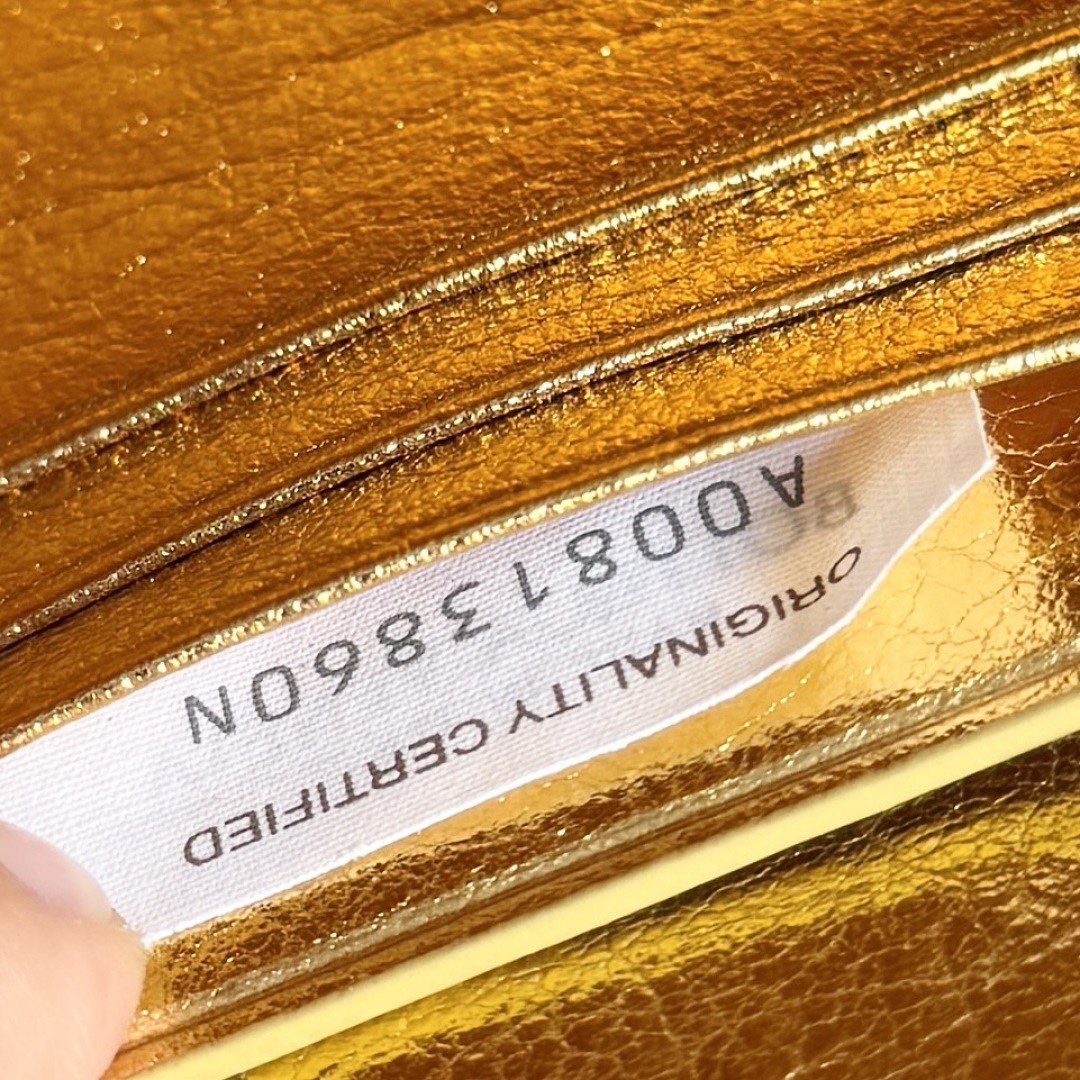 Bottega Veneta Original Twill Leather Long Clutch Andiamo Handle Bag 741511 Gold 