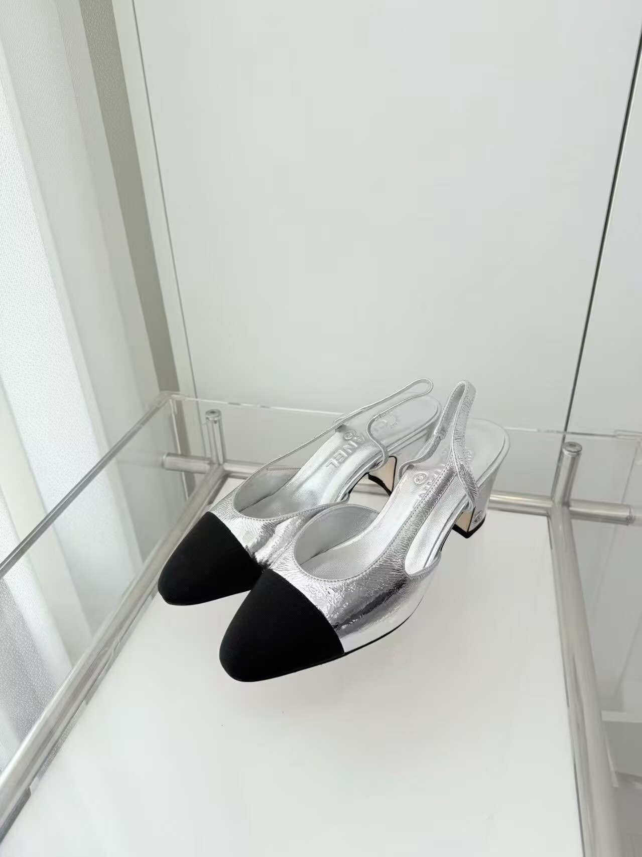 Chanel Sandals Calfskin Shoes 6.5CM Heels 63013 Silver