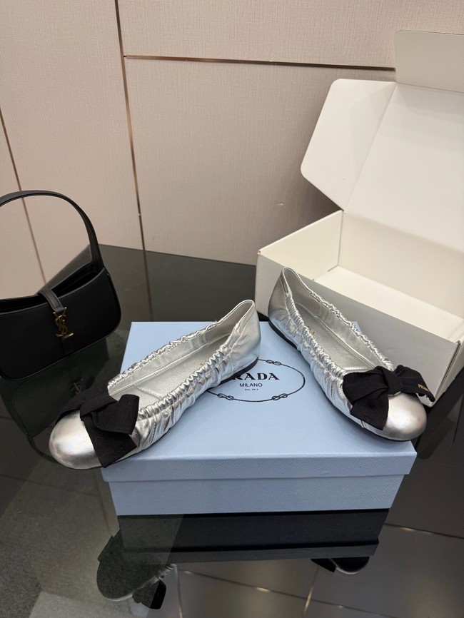 Prada Mordore nappa leather ballerinas with bow 55723-2