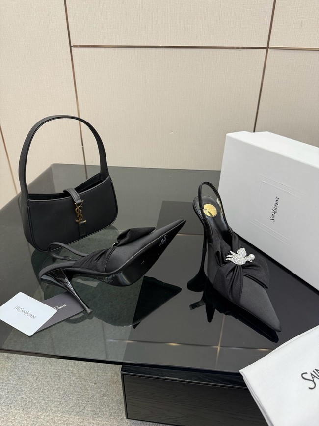 Saint Laurent AMALIA slingback pumps in satin crepe Heel 10.5CM 55726-12