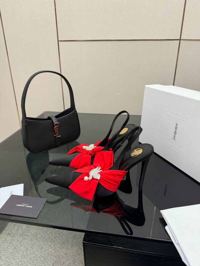 Saint Laurent AMALIA slingback pumps in satin crepe Heel 10.5CM 55726-3