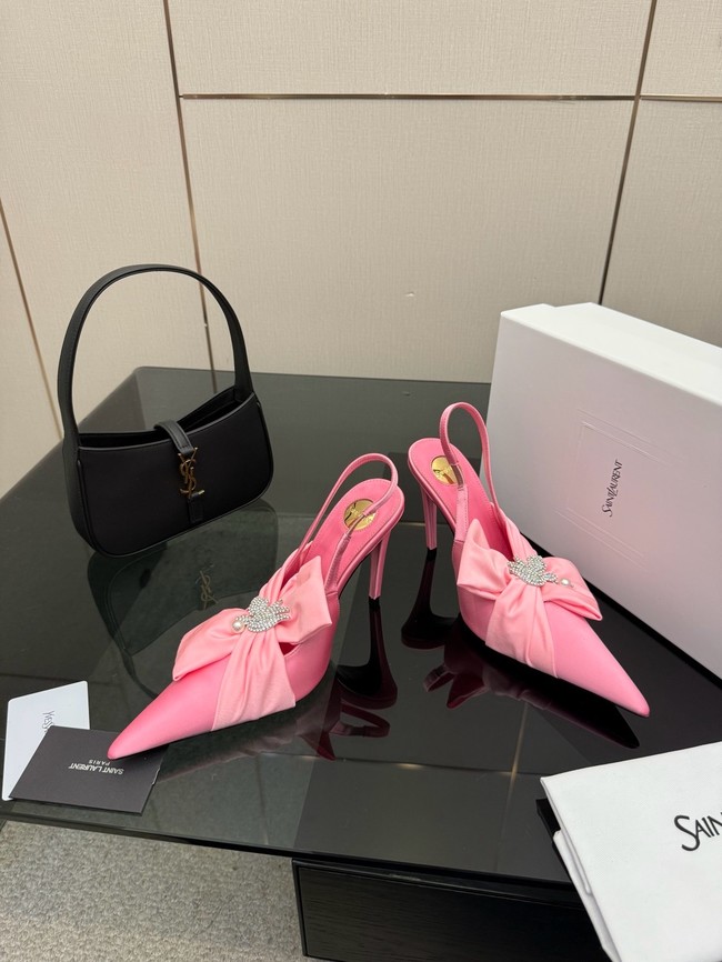 Saint Laurent AMALIA slingback pumps in satin crepe Heel 10.5CM 55726-4