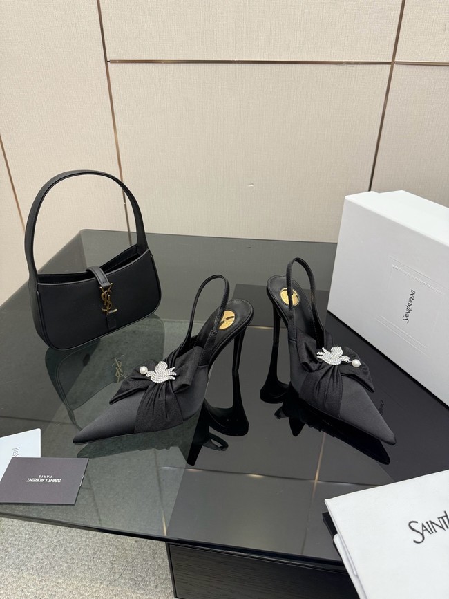 Saint Laurent AMALIA slingback pumps in satin crepe Heel 10.5CM 55726-7