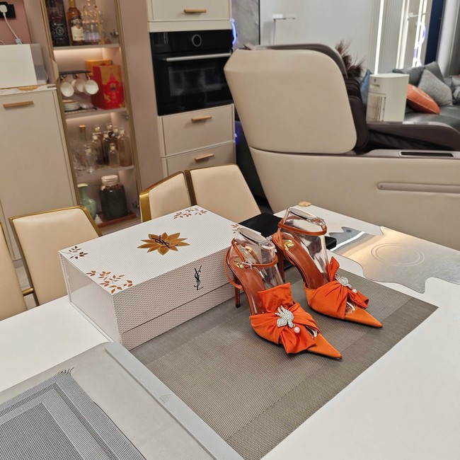 Saint Laurent AMALIA slingback pumps in satin crepe Heel 10.5CM 35964-1