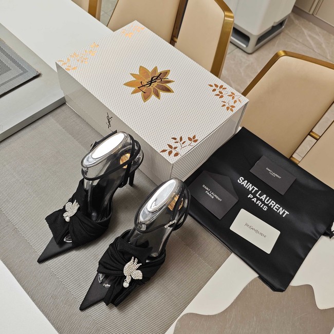 Saint Laurent AMALIA slingback pumps in satin crepe Heel 10.5CM 35964-11