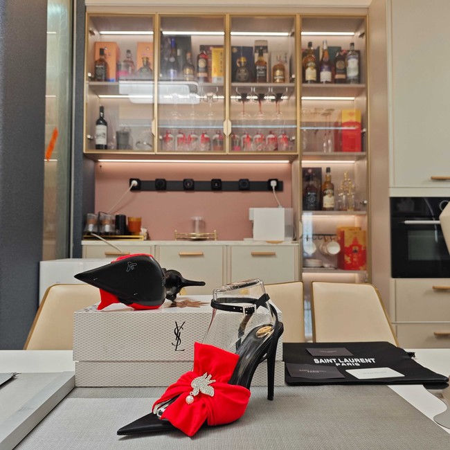 Saint Laurent AMALIA slingback pumps in satin crepe Heel 10.5CM 35964-9