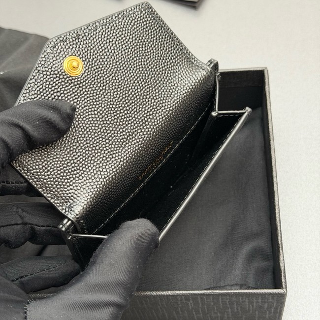 SAINT LAURENT UPTOWN FLAP CARD CASE IN GRAIN DE POUDRE LEATHER 612808-2