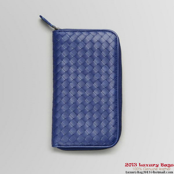 Bottega Veneta 114076 V001N 4223 Intrecciato Nappa Zip Around Wallet Sapphire Bottega Veneta 114076 V001N 4223 Intrecciato Nappa Zip Around Wallet Sapphire