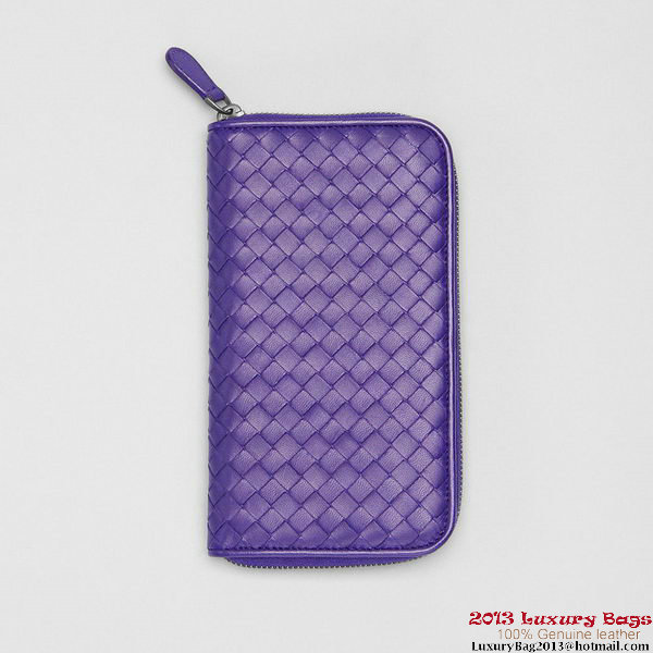 Bottega Veneta 114076 V001N 5102 Intrecciato Nappa Zip Around Wallet Violet Bottega Veneta 114076 V001N 5102 Intrecciato Nappa Zip Around Wallet Violet