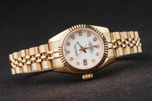 Rolex Datejust Mechanism Golden White Surface Women Watch-RD2462 Rolex Datejust Mechanism Golden White Surface Women Watch-RD2462