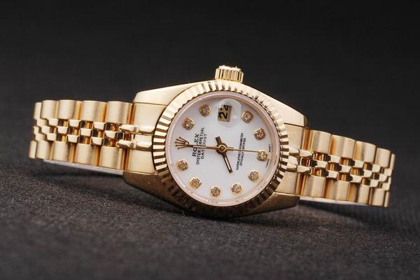 Rolex Datejust Mechanism Golden White Surface Women Watch-RD2462 Rolex Datejust Mechanism Golden White Surface Women Watch-RD2462