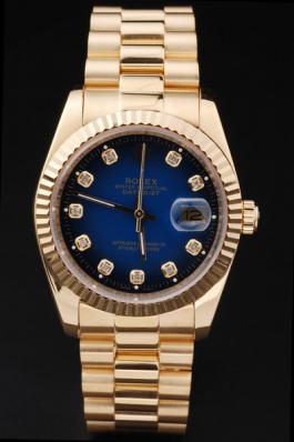 Rolex Datejust Mechanism Golden Bezel&Blue Surface Watch-RD2438 Rolex Datejust Mechanism Golden Bezel&Blue Surface Watch-RD2438
