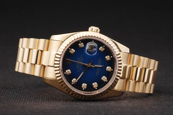 Rolex Datejust Mechanism Golden Bezel&Blue Surface Watch-RD2438 Rolex Datejust Mechanism Golden Bezel&Blue Surface Watch-RD2438