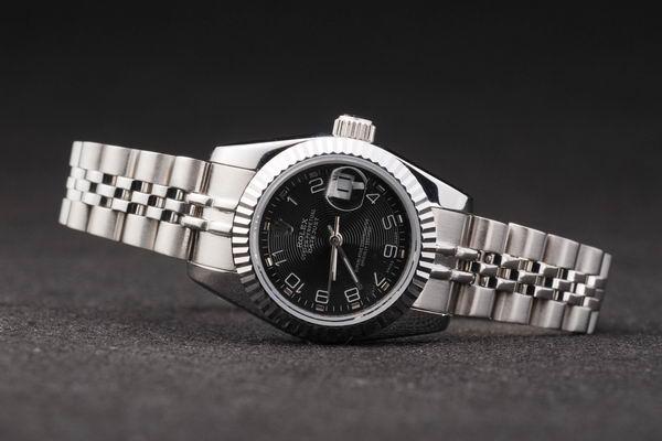 Rolex Datejust Mechanism Silver Bezel Black Surface Watch-RD2452 Rolex Datejust Mechanism Silver Bezel Black Surface Watch-RD2452