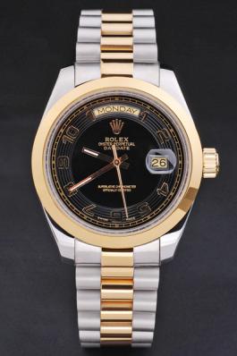 Rolex Day-Date Black Golden Stainless Steel Watch-RD2876 Rolex Day-Date Black Golden Stainless Steel Watch-RD2876